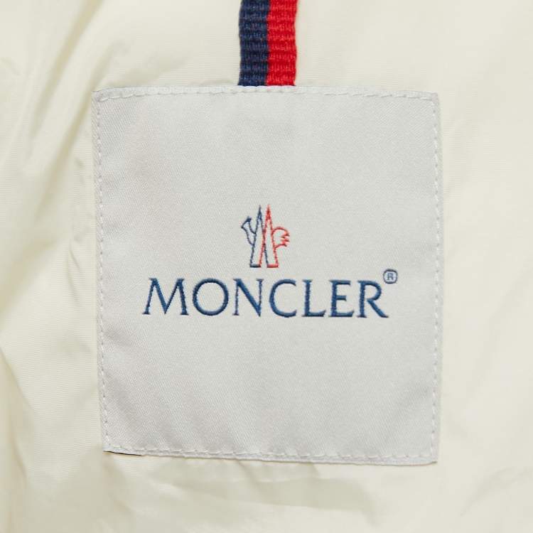 Pre Owned Moncler Cream Nylon Down Puffer Jacket L