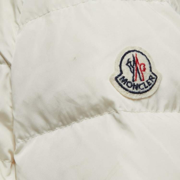 Pre Owned Moncler Cream Nylon Down Puffer Jacket L