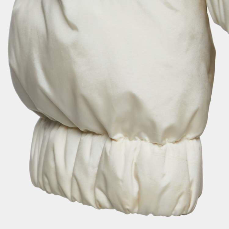 Pre Owned Moncler Cream Nylon Down Puffer Jacket L