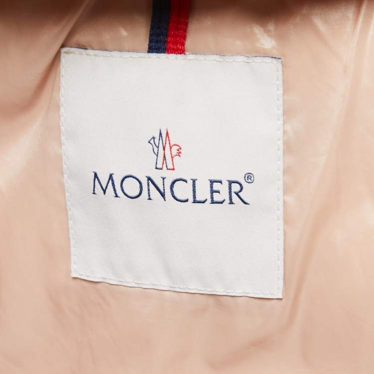 Pre Owned Moncler Light Pink Quilted Nylon Hooded Down Jacket M