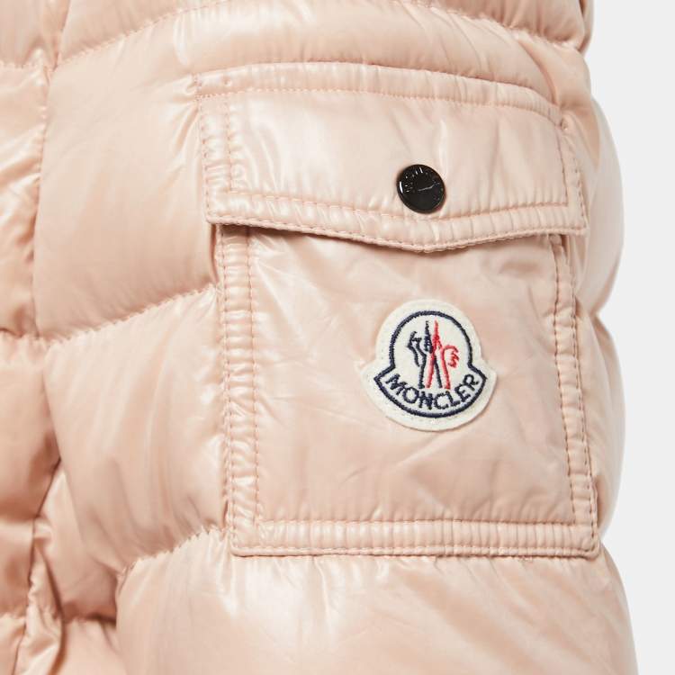 Pre Owned Moncler Light Pink Quilted Nylon Hooded Down Jacket M