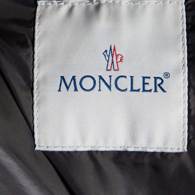 Pre Owned Moncler Grey Metallic Polyester Hooded Belted Angers Jacket M