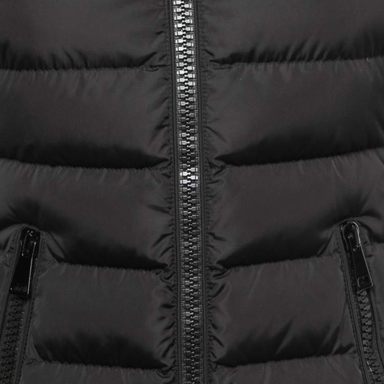 Pre Owned Moncler Black Nylon Quilted Hooded Down Jacket XS