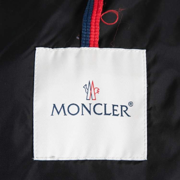 Pre Owned Moncler Grey Quilted Nylon Zip Front Fur Trim Hooded Down Jacket XS