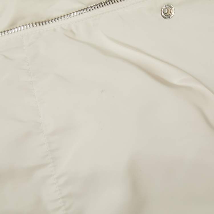 Pre Owned Moncler Off White Synthetic Drawstring Zip-Up Jacket M