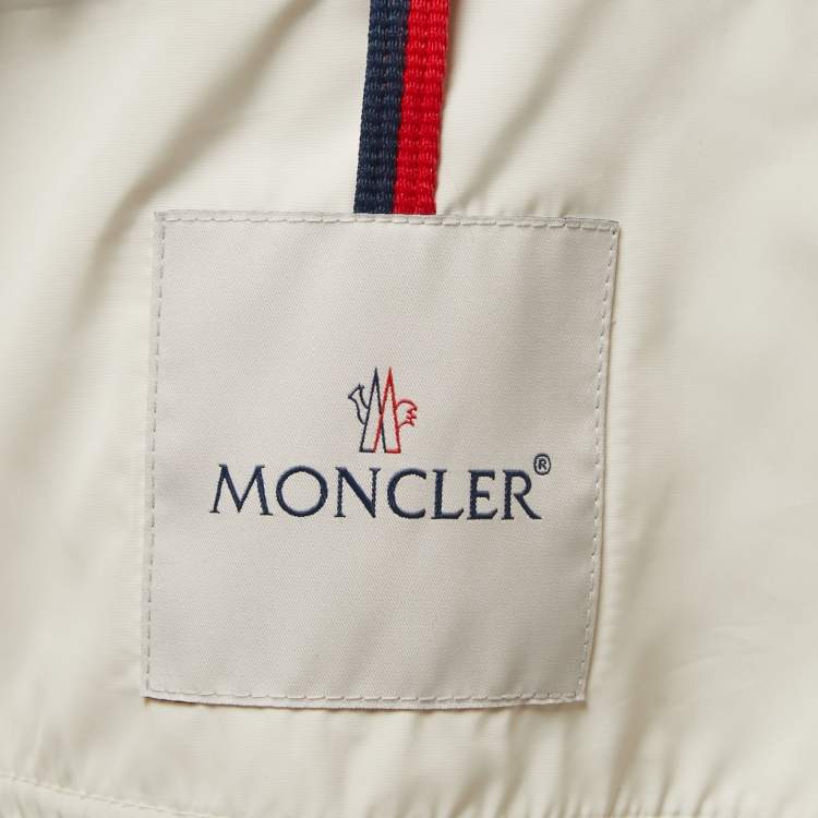 Pre Owned Moncler Off White Synthetic Drawstring Zip-Up Jacket M