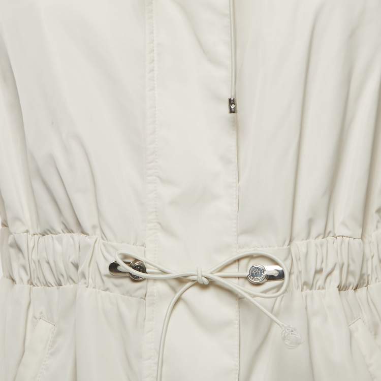Pre Owned Moncler Off White Synthetic Drawstring Zip-Up Jacket M