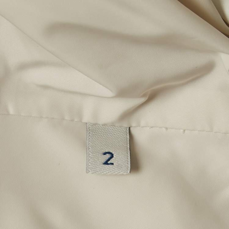 Pre Owned Moncler Off White Synthetic Drawstring Zip-Up Jacket M