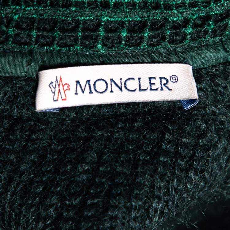Pre Owned Moncler Green Wool & Mohair Synthetic Panel Detail Pullover L