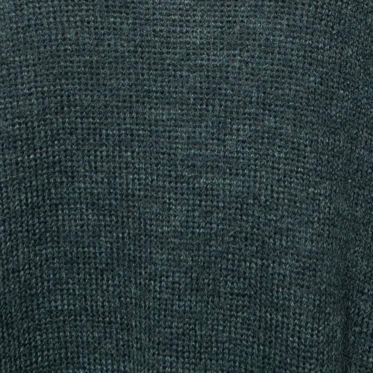 Pre Owned Moncler Green Wool & Mohair Synthetic Panel Detail Pullover L