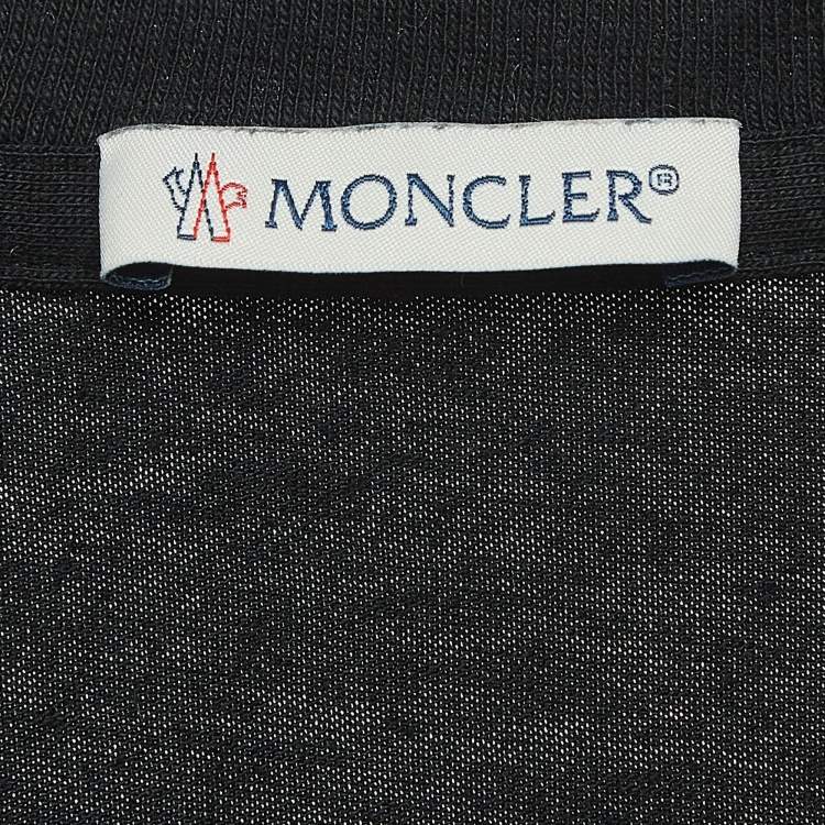 Pre Owned Moncler Black Logo Embellished Cotton Half Sleeve T-Shirt S