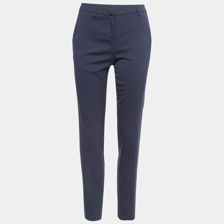Pre Owned Moncler Navy Blue Wool Blend Formal Trousers M