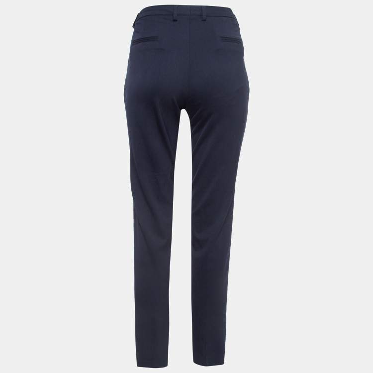 Pre Owned Moncler Navy Blue Wool Blend Formal Trousers M
