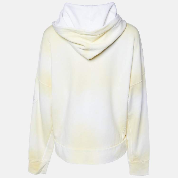 Pre Owned Moncler Yellow Tie-Dye Cotton Zip Up Hooded Cardigan S