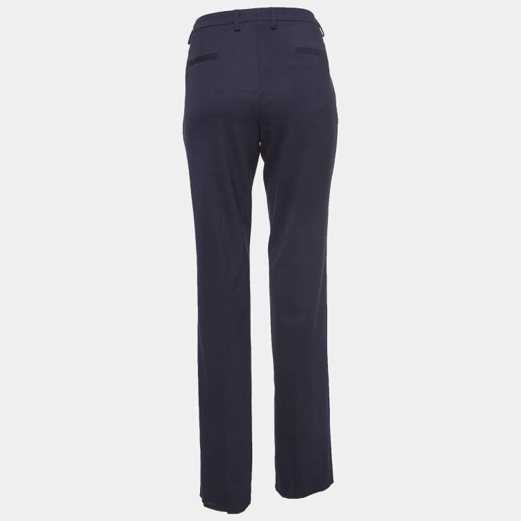 Pre Owned Moncler Navy Blue Wool Blend Formal Trousers L