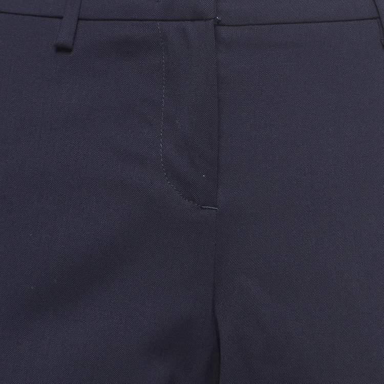 Pre Owned Moncler Navy Blue Wool Blend Formal Trousers L