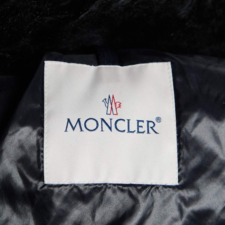 Pre Owned Moncler Black Coated Nylon Fur Trim Hanau Short Down Jacket XS