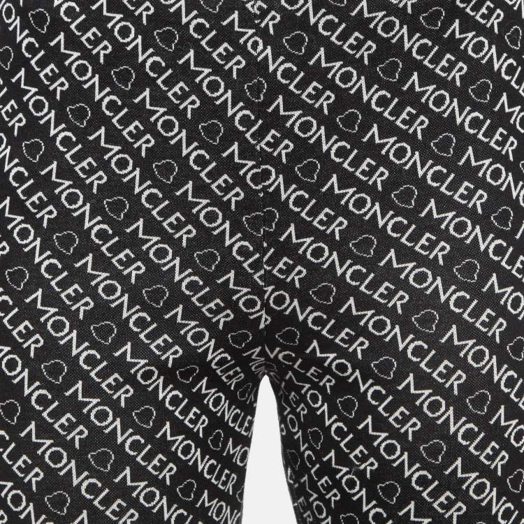 Pre Owned Moncler Black Monogram Cotton Knit Leggings XS