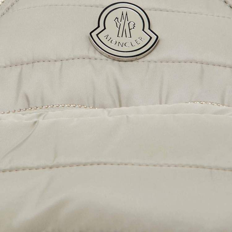 Pre Owned Moncler Light Grey Nylon Puffer Mini Crossbody Bag