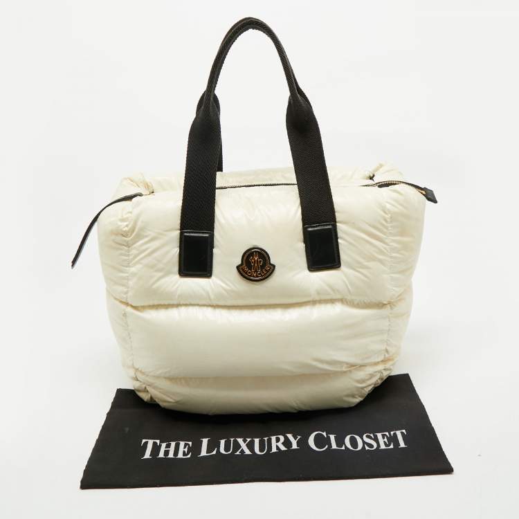 Pre Owned Moncler White Nylon Water-Repellent Caradoc Tote