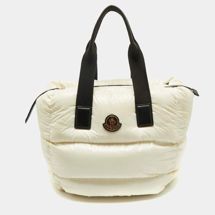 Pre Owned Moncler White Nylon Water-Repellent Caradoc Tote