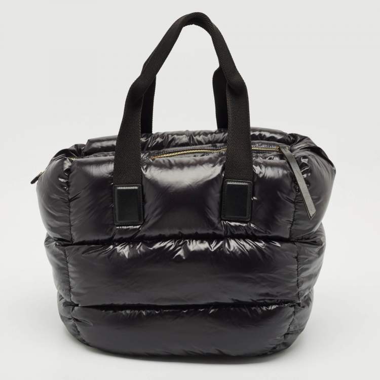 Pre Owned Moncler Black Nylon Water-Repellent Caradoc Tote