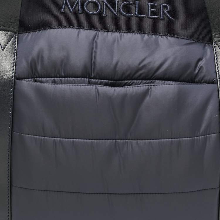 Pre Owned Moncler Navy Blue Quilted Nylon and Leather Mommy Bag