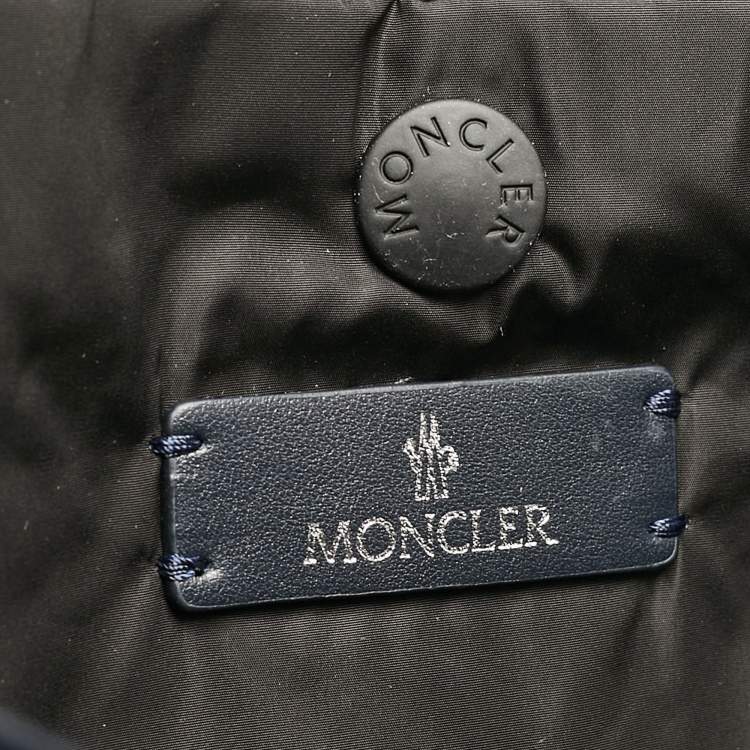 Pre Owned Moncler Navy Blue Quilted Nylon and Leather Mommy Bag