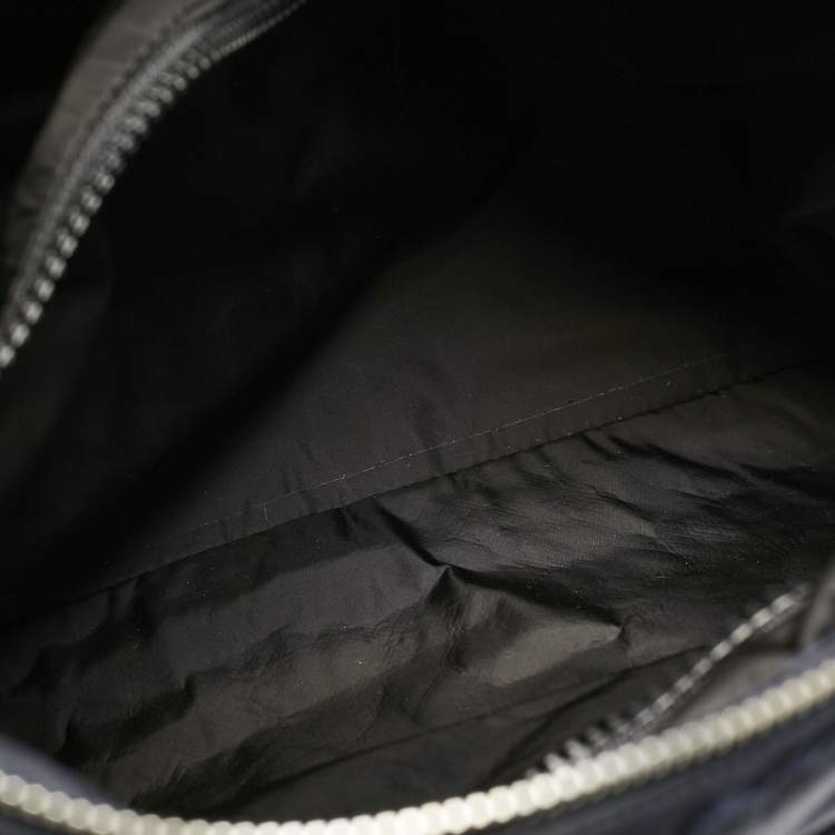 Pre Owned Moncler Navy Blue Quilted Nylon and Leather Mommy Bag