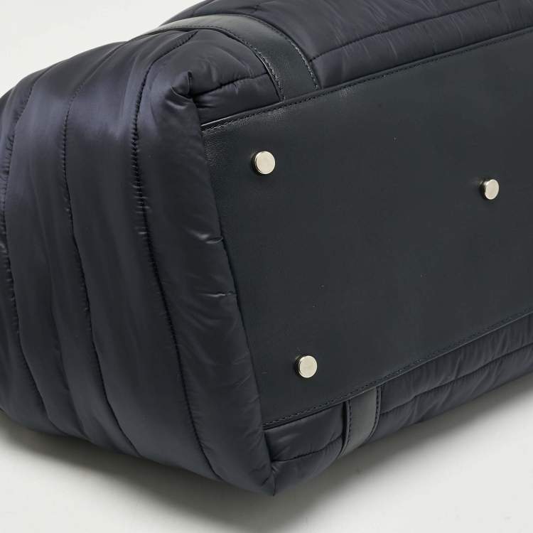 Pre Owned Moncler Navy Blue Quilted Nylon and Leather Mommy Bag