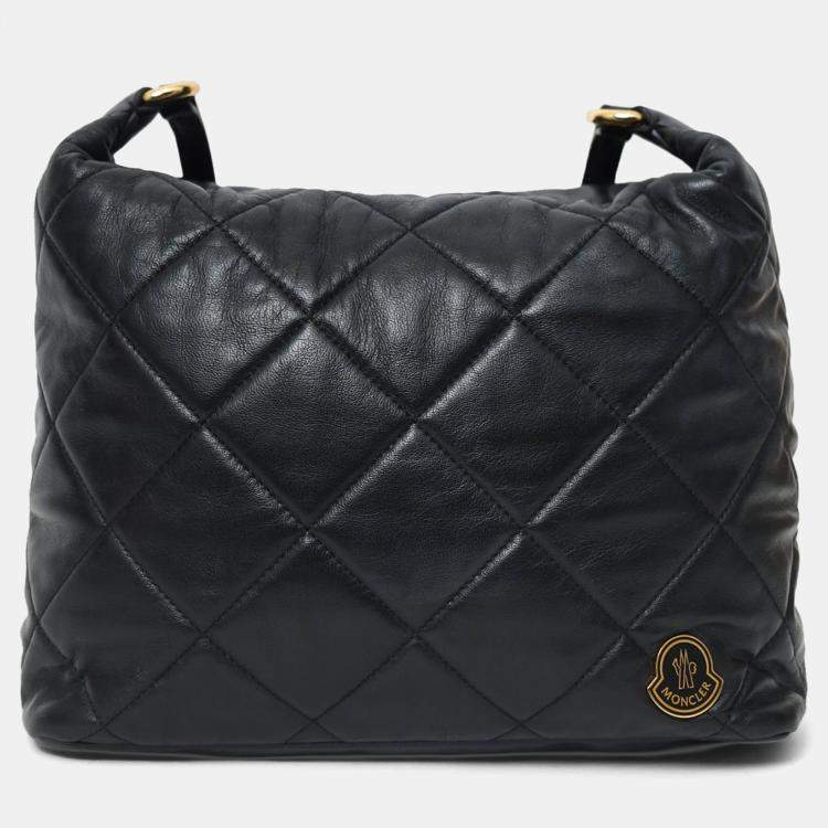 مملوكة مسبقًا Moncler Black Leather Quilted Backpack