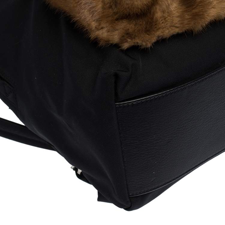 Pre Owned Givenchy Black/Brown Nylon and Calfhair Backpack