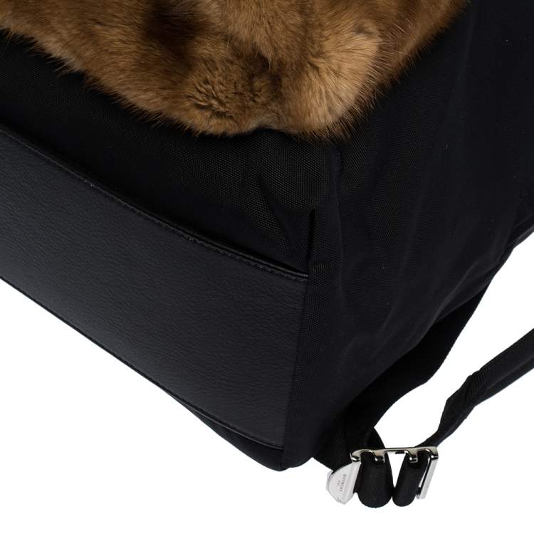 Pre Owned Givenchy Black/Brown Nylon and Calfhair Backpack