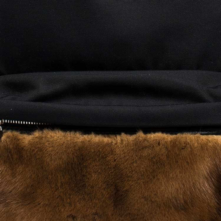 Pre Owned Givenchy Black/Brown Nylon and Calfhair Backpack