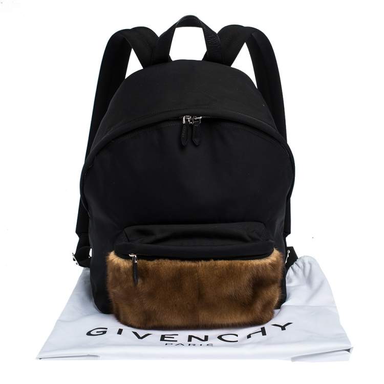 Pre Owned Givenchy Black/Brown Nylon and Calfhair Backpack