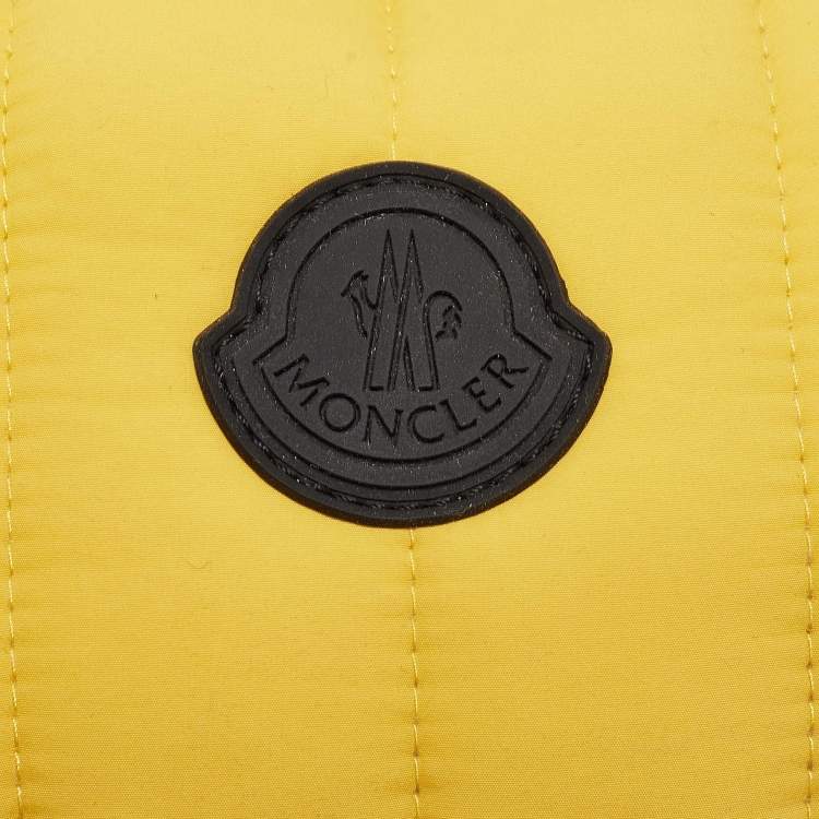 Pre Owned Moncler Yellow/Black Quilted Nylon Logo Belt Bag