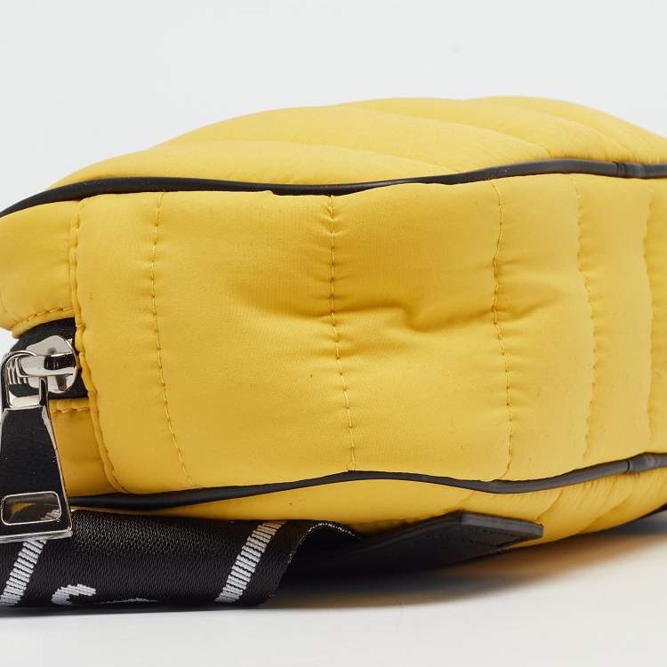 Pre Owned Moncler Yellow/Black Quilted Nylon Logo Belt Bag