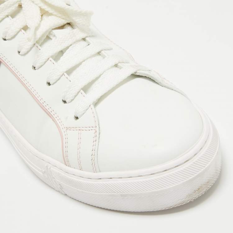 Pre Owned Moncler White Leather New Monaco Low Top Sneakers Size 40