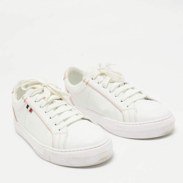 Pre Owned Moncler White Leather New Monaco Low Top Sneakers Size 40