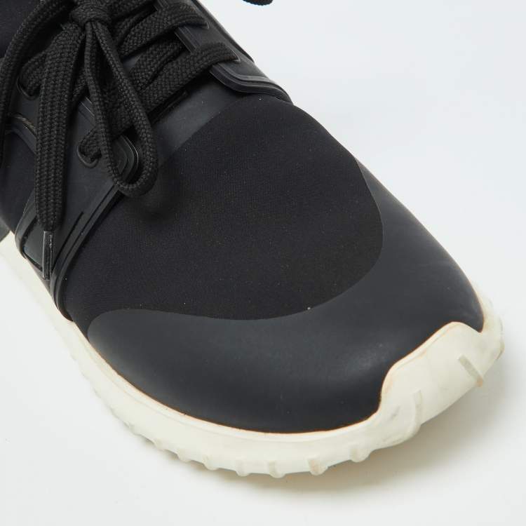 Pre Owned Moncler Black Neoprene and Rubber Emilien Lace Up Sneakers Size 38