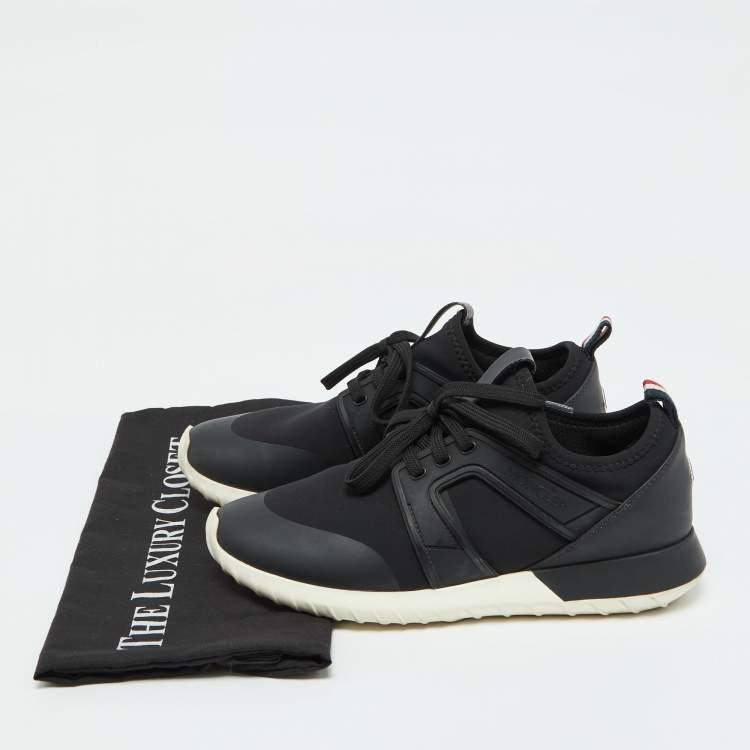 Pre Owned Moncler Black Neoprene and Rubber Emilien Lace Up Sneakers Size 38