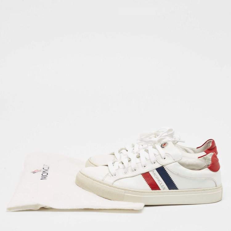 Pre Owned Moncler White Leather Ryegrass Sneakers Size 38.5