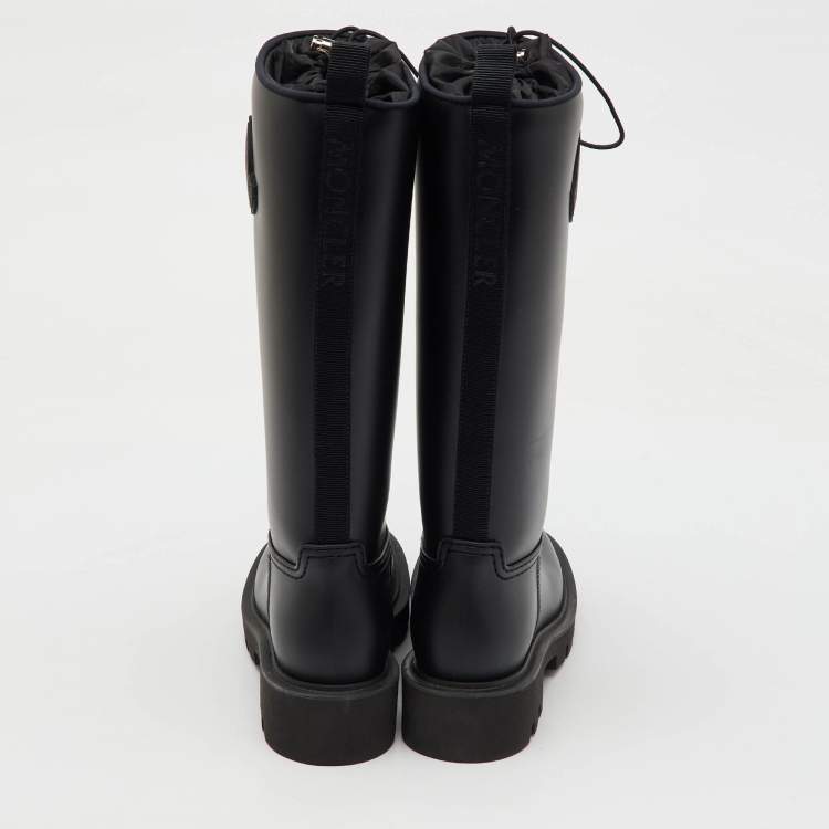 Pre Owned Moncler Black Rubber Kickstream High Rain Boots Size 37