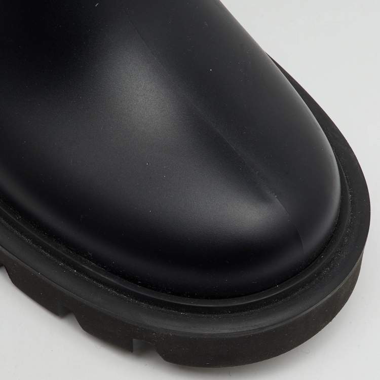 Pre Owned Moncler Black Rubber Kickstream High Rain Boots Size 37