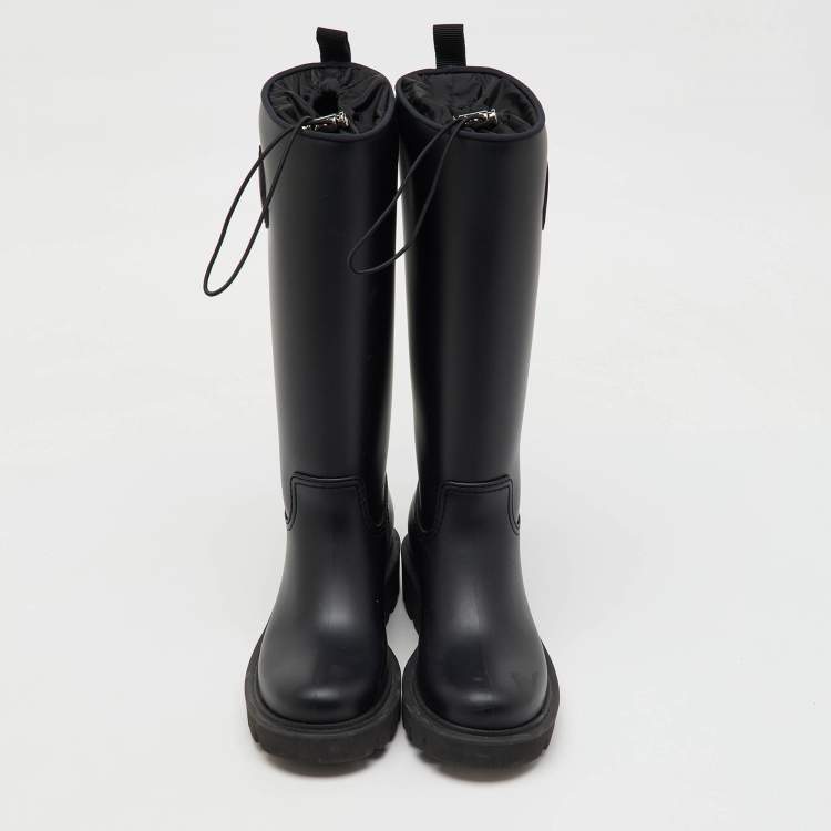 Pre Owned Moncler Black Rubber Kickstream High Rain Boots Size 37