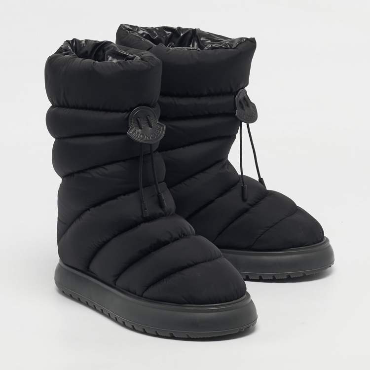 Pre Owned Moncler Black Nylon Gaia Mid Snow Boots Size 38