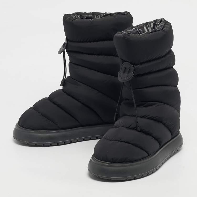 Pre Owned Moncler Black Nylon Gaia Mid Snow Boots Size 38