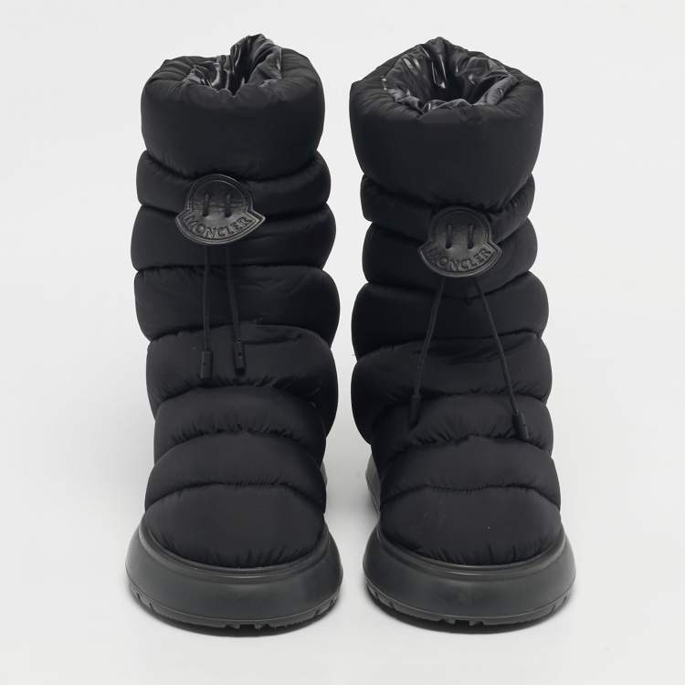 Pre Owned Moncler Black Nylon Gaia Mid Snow Boots Size 38