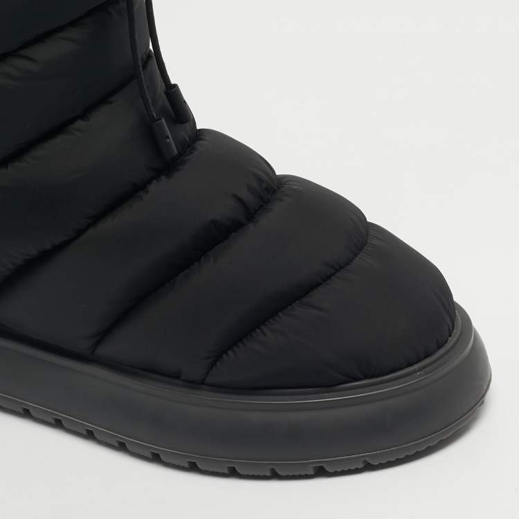 Pre Owned Moncler Black Nylon Gaia Mid Snow Boots Size 38