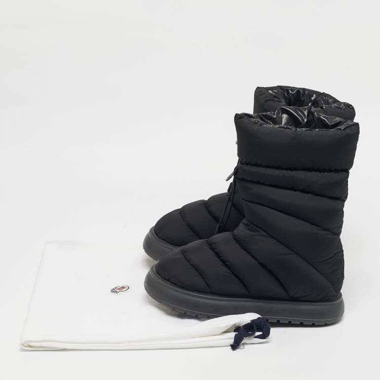 Pre Owned Moncler Black Nylon Gaia Mid Snow Boots Size 38